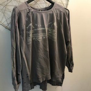 Free People Destroyed Jackson Wyoming Sweatshirt